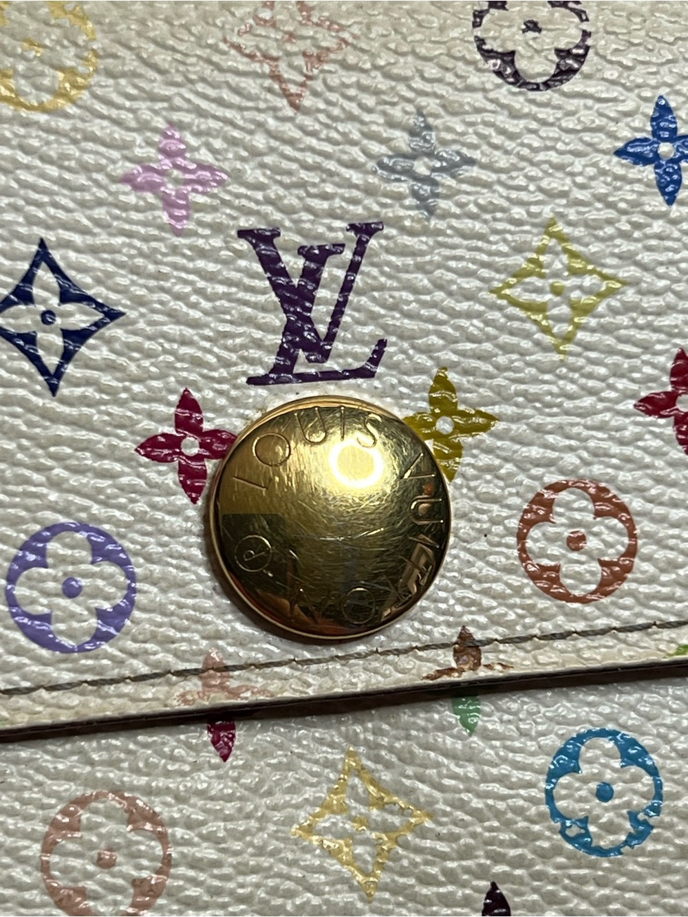 Authentic Louis Vuitton Murakami White Multicolor Monogram Canvas Sarah Wallet - Picture 8 of 9